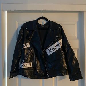 Graphic Leather Jacket